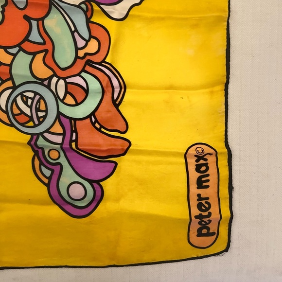 Vintage Peter Max Silk Butterfly Lady Print Scarf - Picture 2 of 8